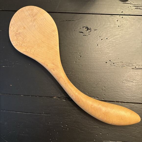 Maine Birdseye Maple Hand Carved Salad Serving Fork & Spoon 11" - Picture 6 of 8